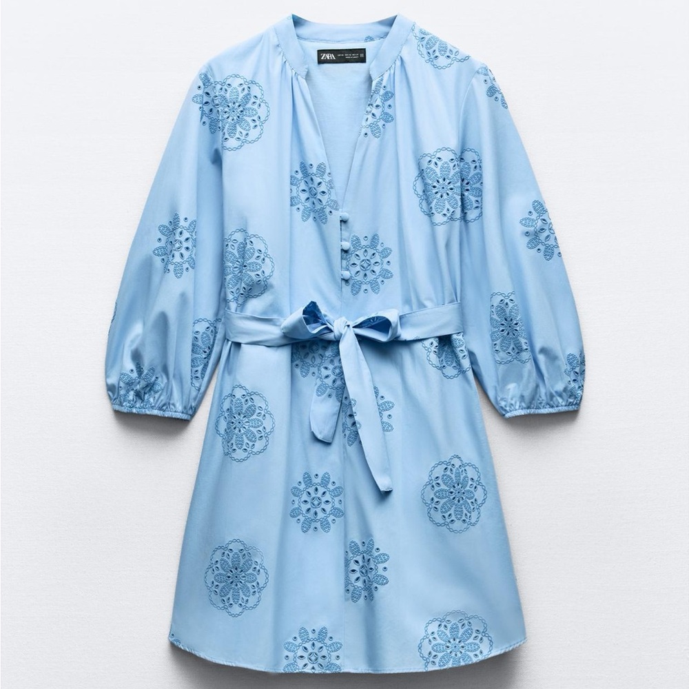 COPY - Zara- RUBBERIZED EMBROIDERED POPLIN DRESS
